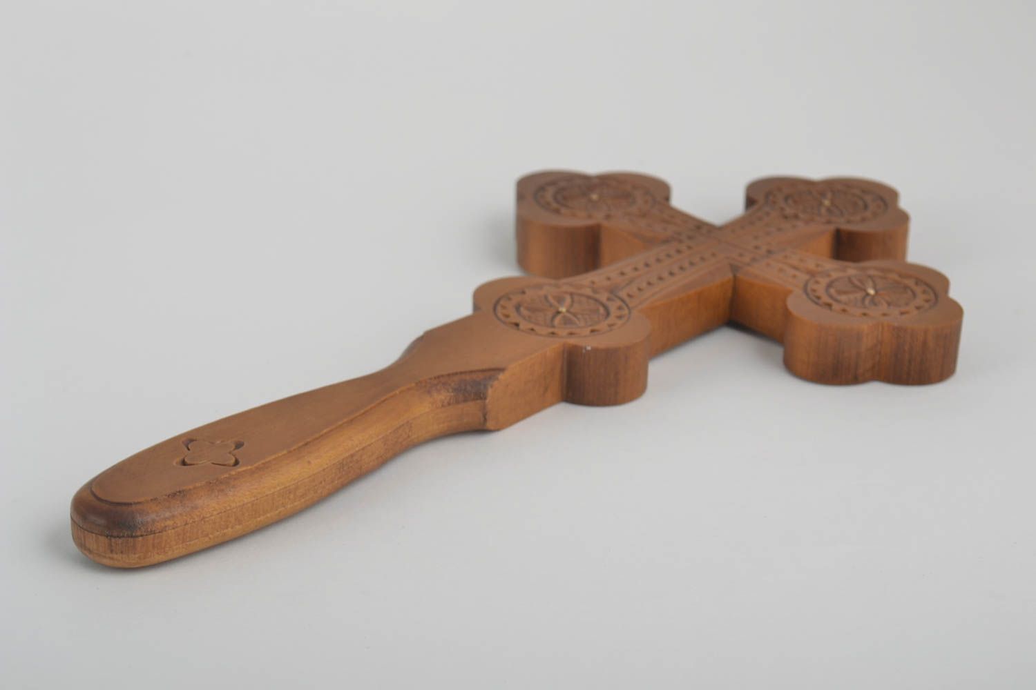 Croix en bois fait main Objet religieux brun design Déco maison original photo 3