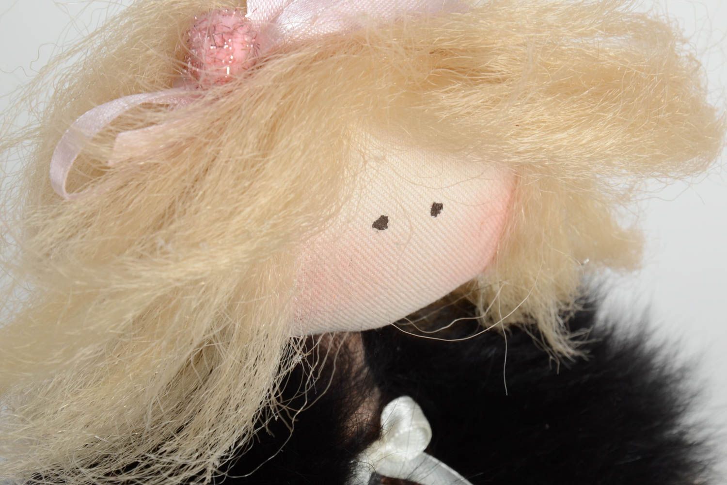 Designer Puppe handgemacht im Pelzmantel schöne Dekoration Geschenk für Freundin foto 3