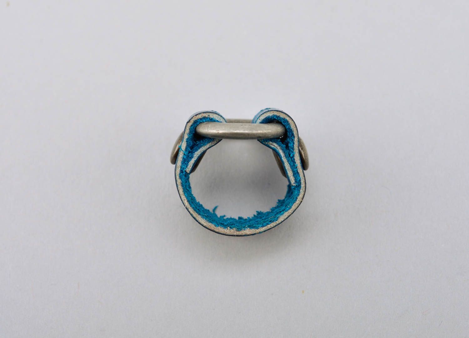 Schmuck Ring handgemacht Ring Leder Mode Accessoires in Blau originell schön  foto 5