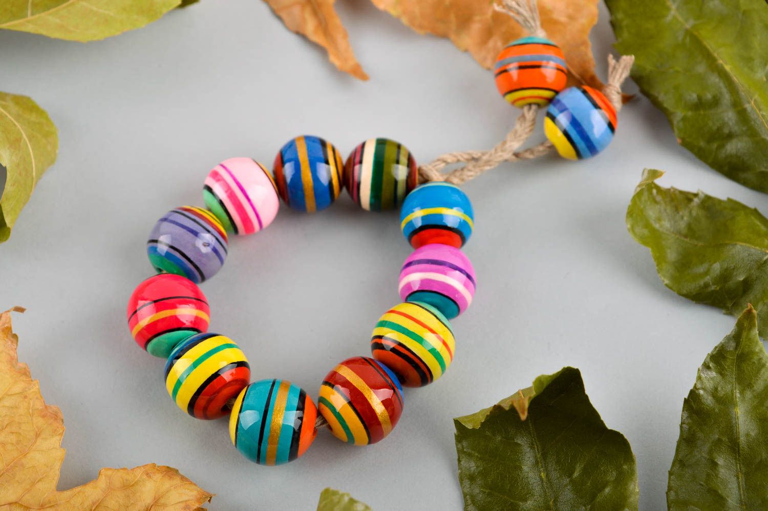 Bracelet multicolore Bijou fait main perles en argile original Cadeau femme photo 1