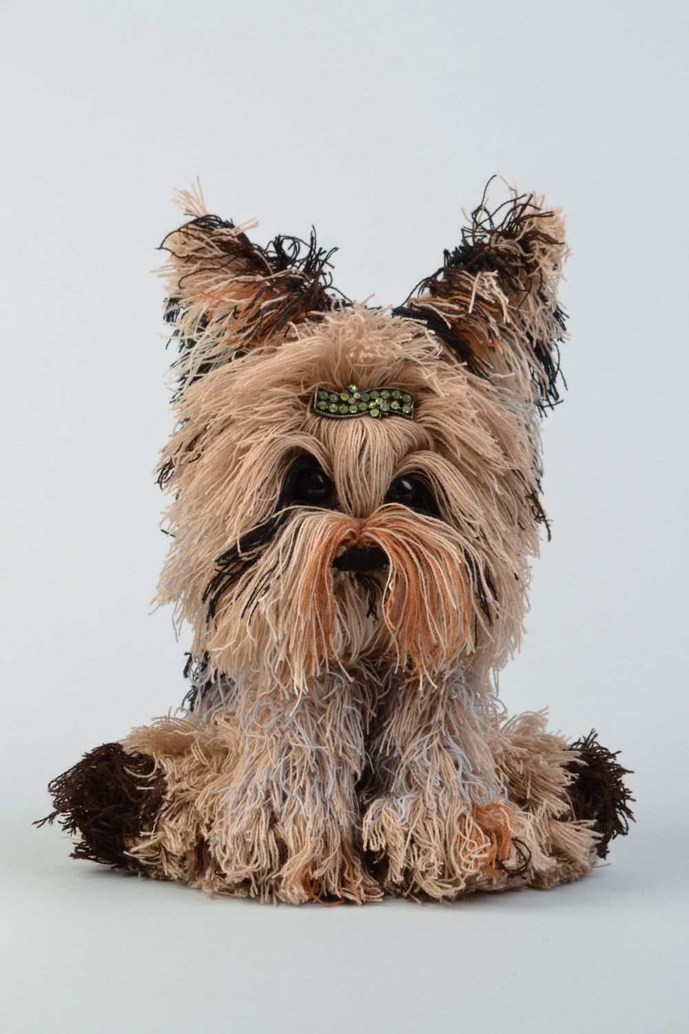 Weiches nettes gehäkeltes Kuscheltier Hund aus Fäden handmade Yorkshire Terrier
 foto 3