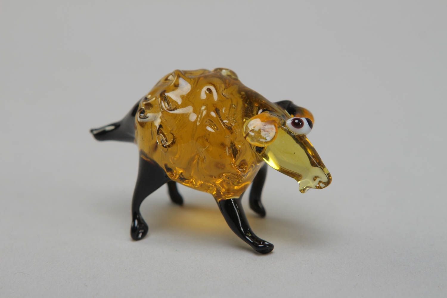 Figurine miniature en verre au chalumeau brune décorative faite main Brebis photo 1