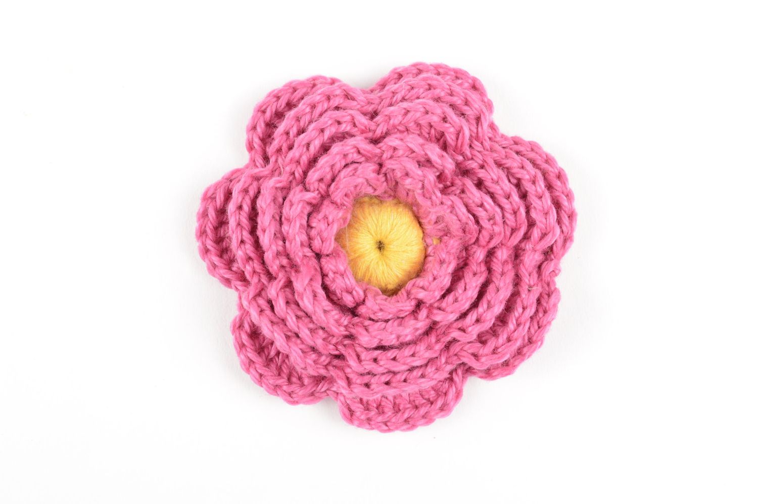 Fleur tricot fait main Fourniture bijoux rose en fils de coton Loisirs créatifs photo 3