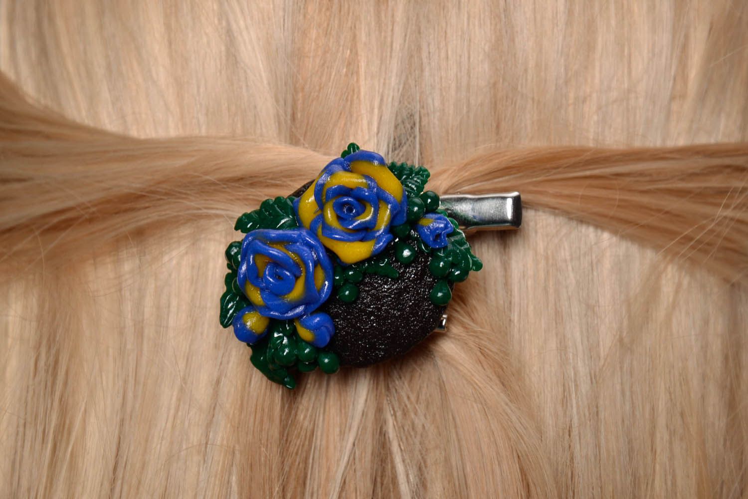 Brooch-hairpin made of polymer clay photo 2