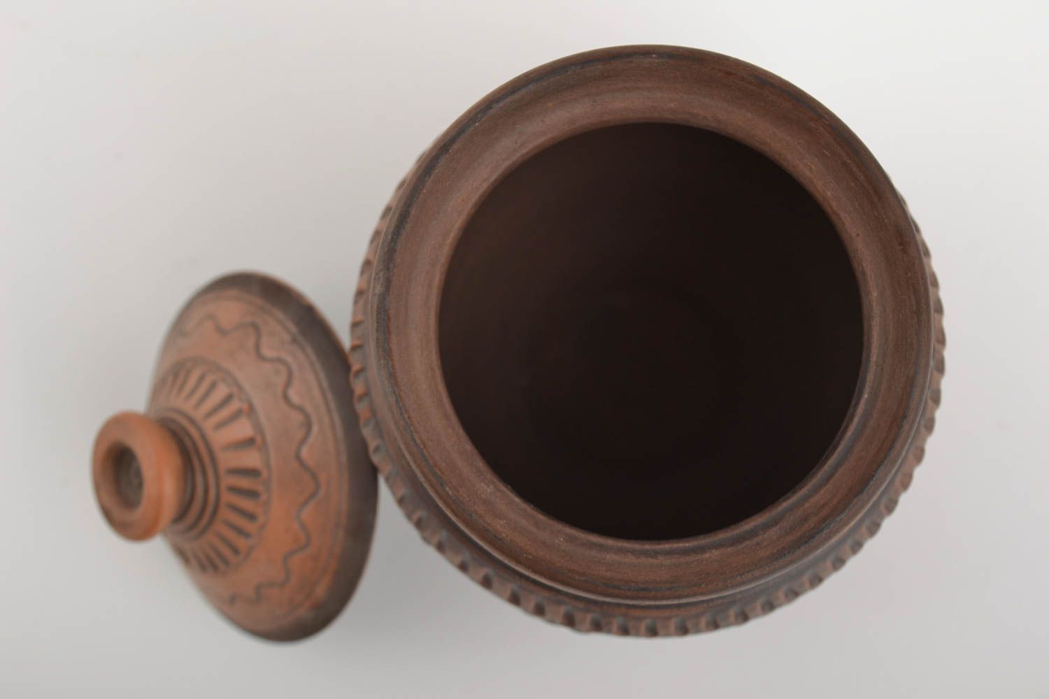 Handmade designer clay sugar bowl with lid home ceramics photo 3