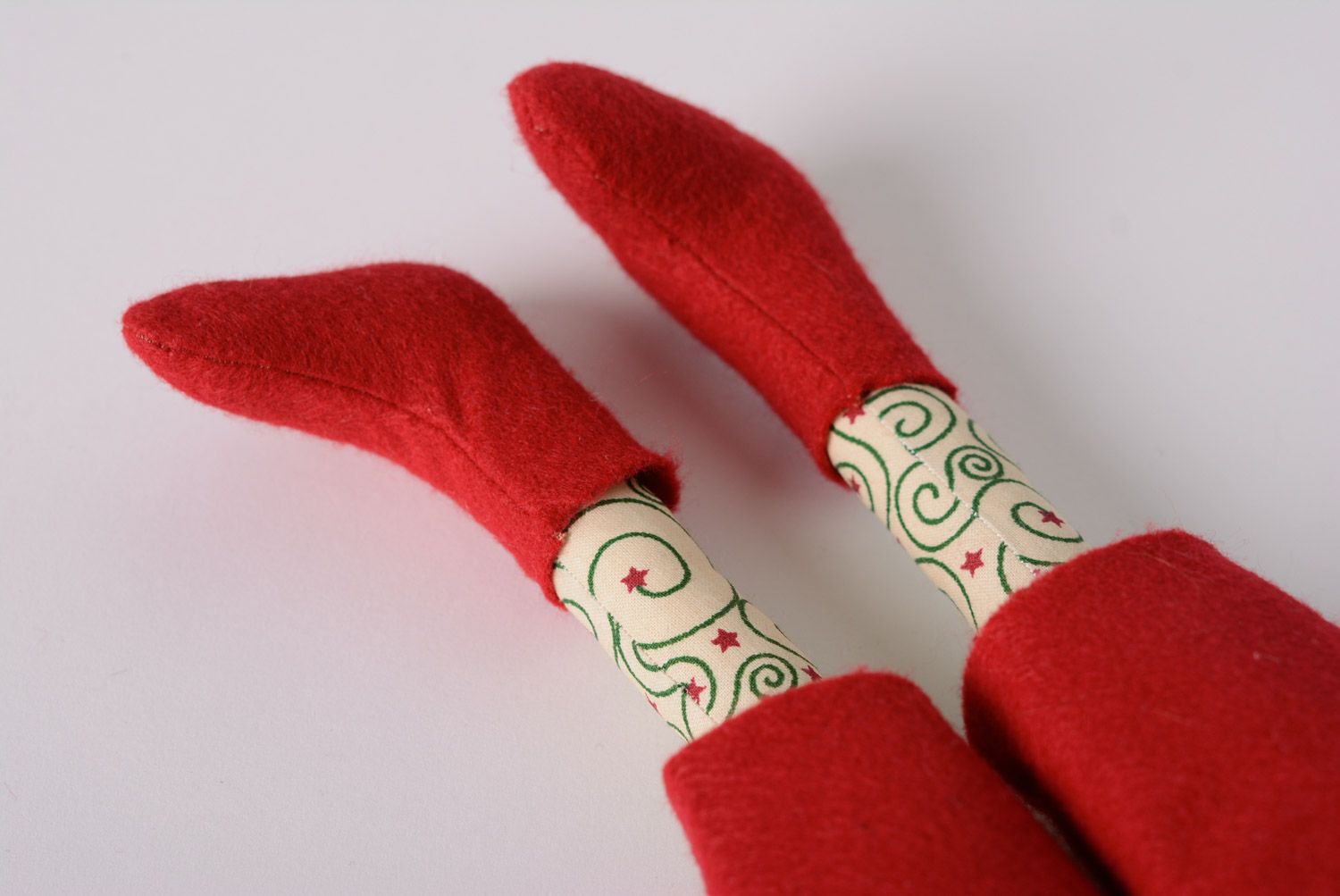 Funny handmade soft toy of average size fabric Santa Claus photo 4