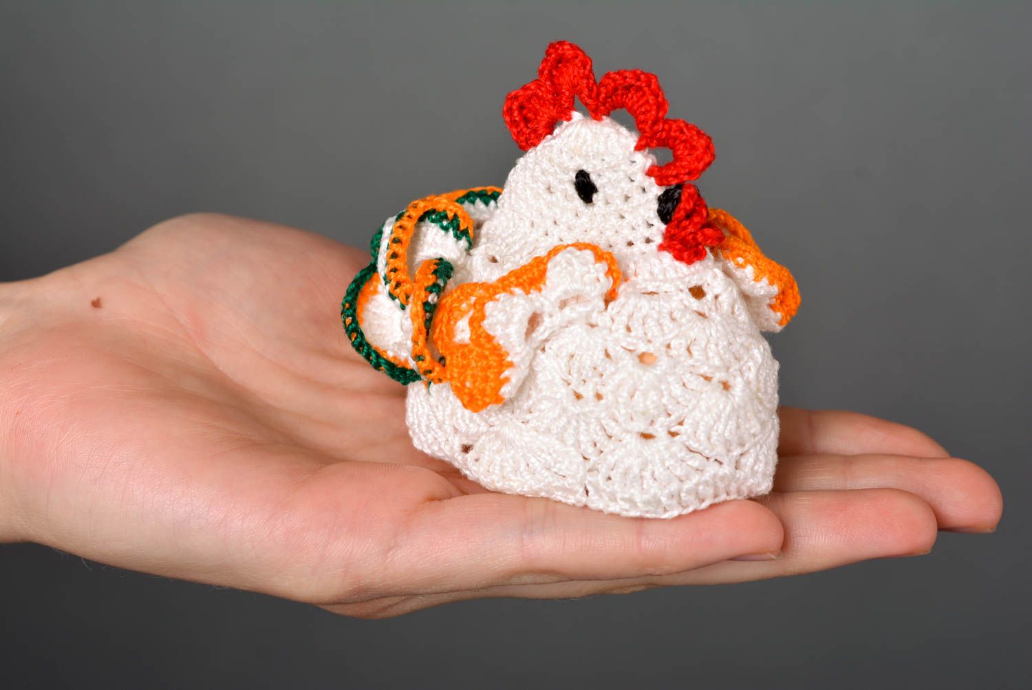 Pull oeuf fait main Couvre-oeuf poule blanche tricot au crochet Déco Pâques photo 2