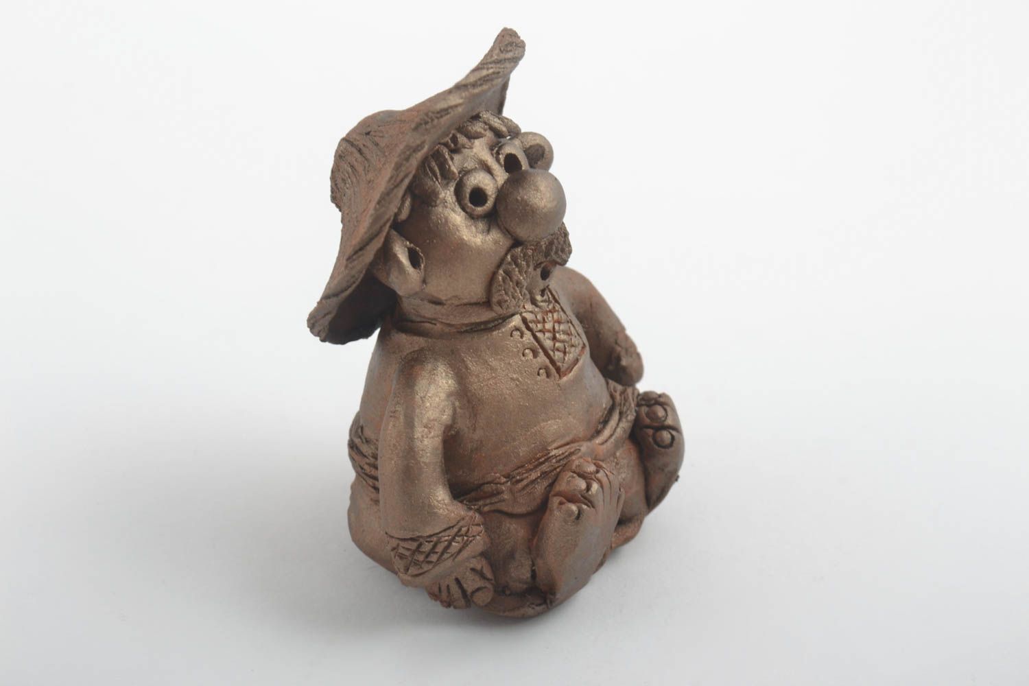 Figurine originale fait main Petite statuette en argile paysan Déco intérieur photo 2