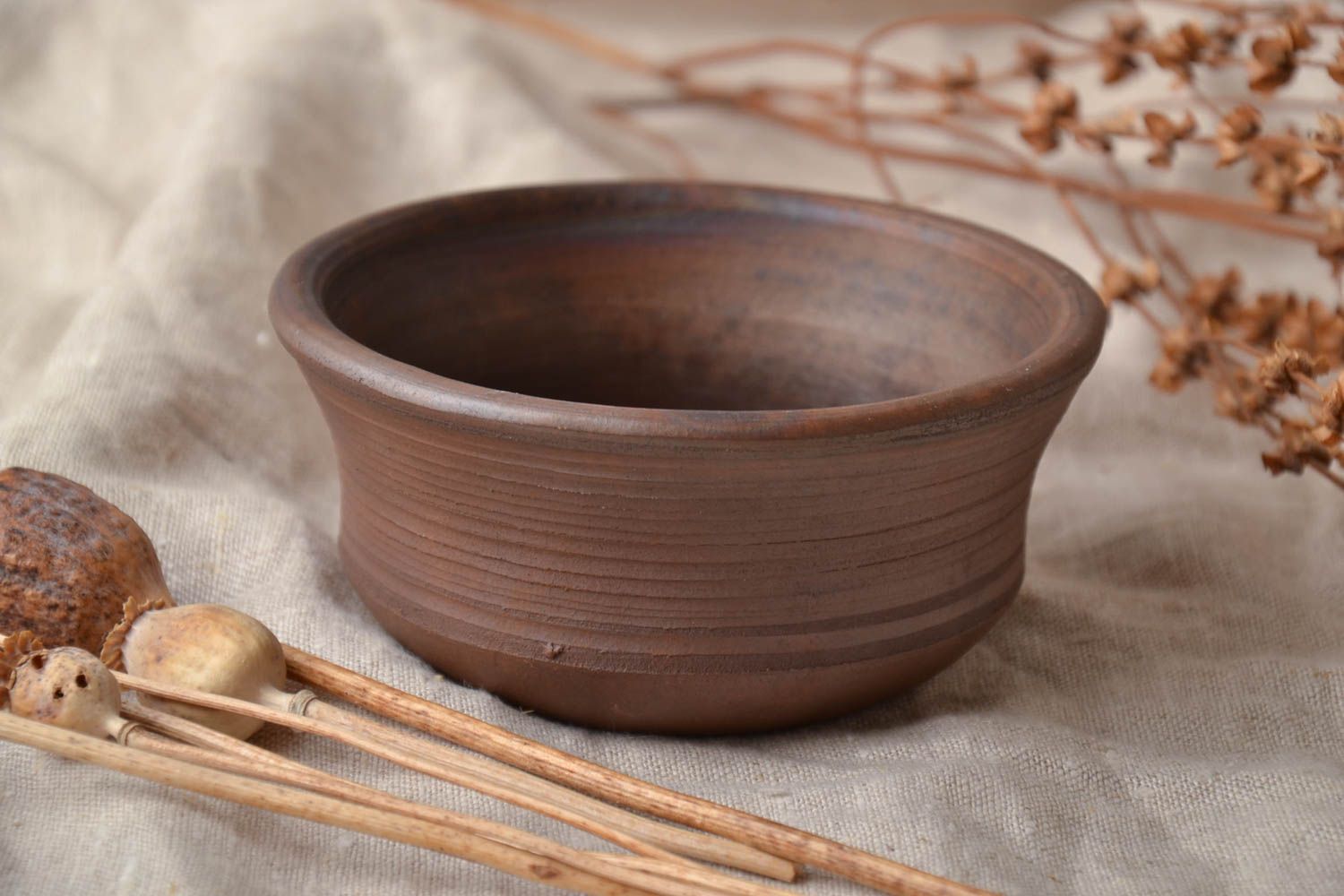 Brown ceramic bowl  photo 1