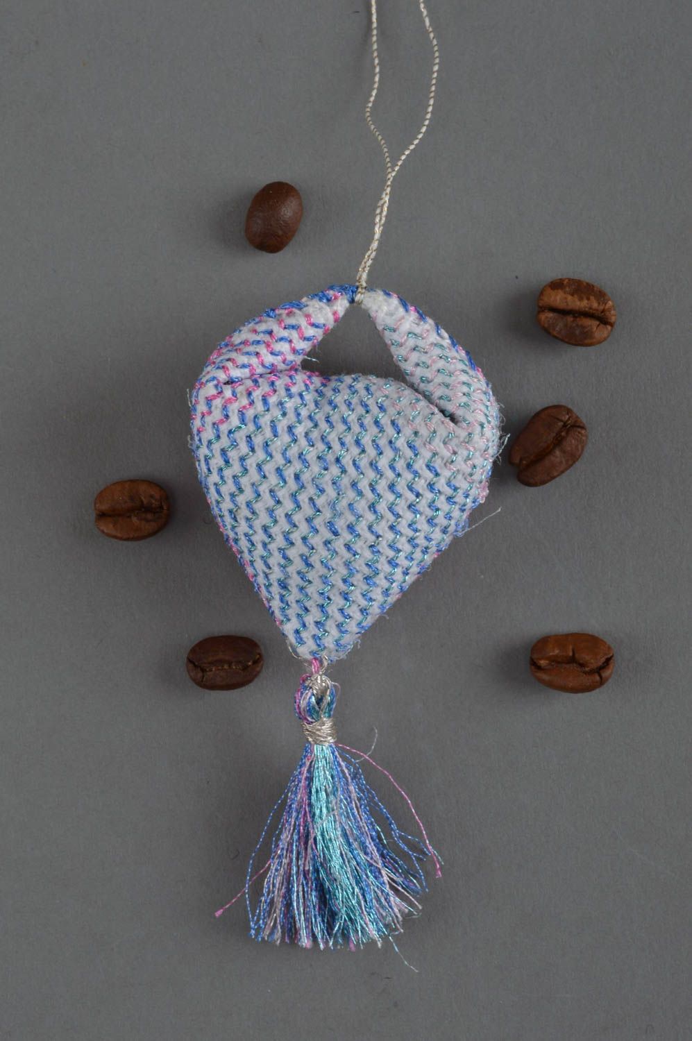 Keychain made of canvas handmade textile souvenir unusual stylish accessory photo 1