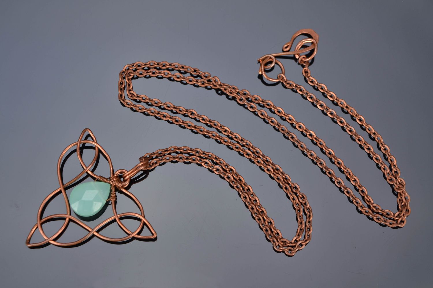Copper pendant with Czech glass Triskelion photo 1