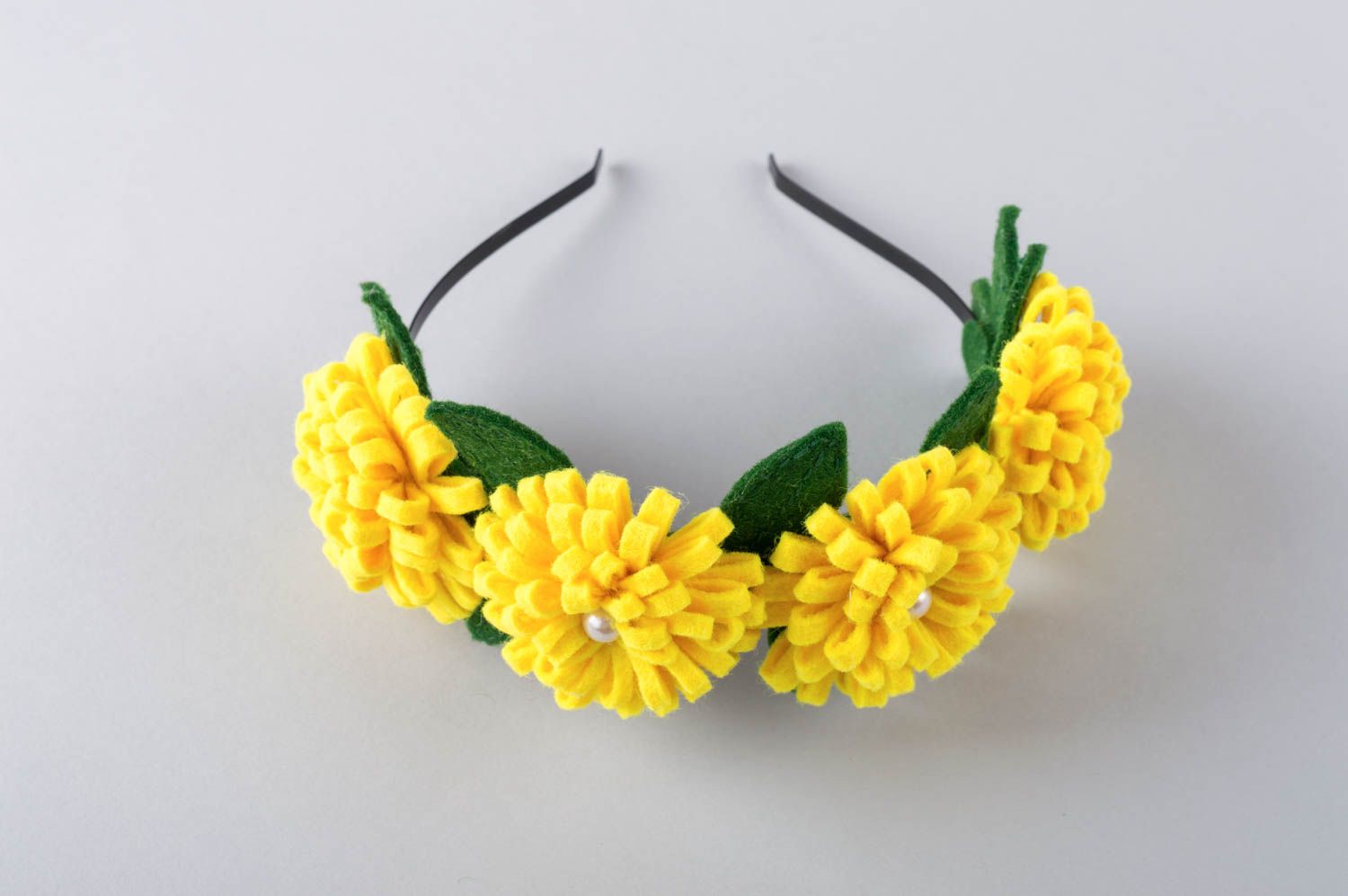 Handmade felted wool flower hairband designer floral hair accessory for girls photo 2