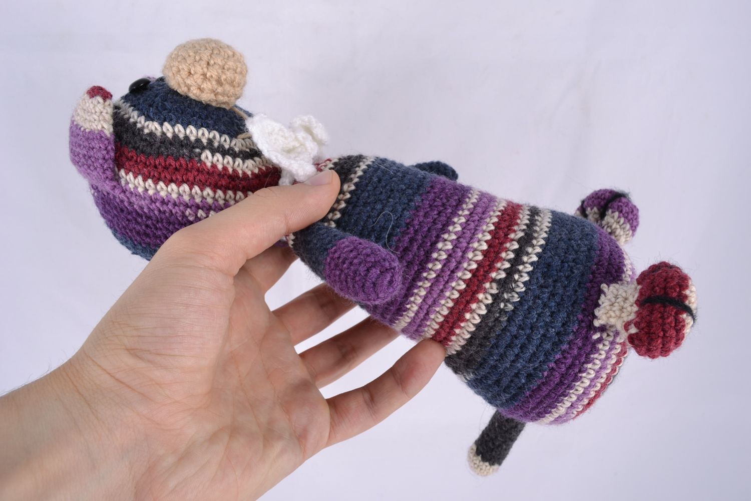 Jouet mou tricoté à la main coloré fait main ourson cadeau pour enfant photo 2