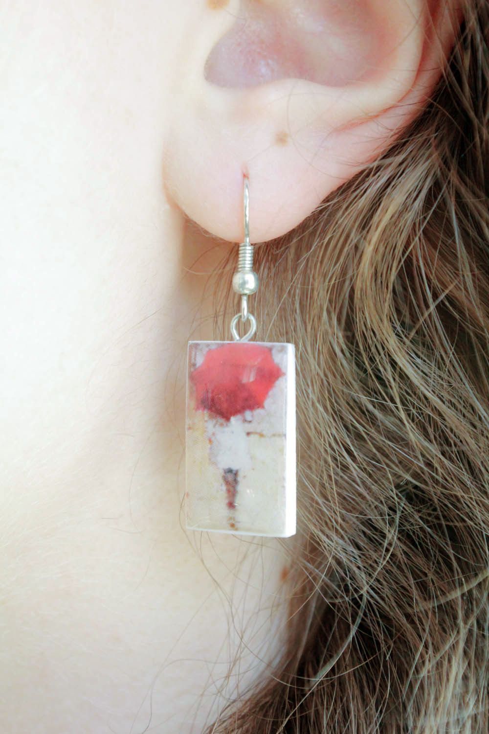 Earrings with rectangular charms photo 1
