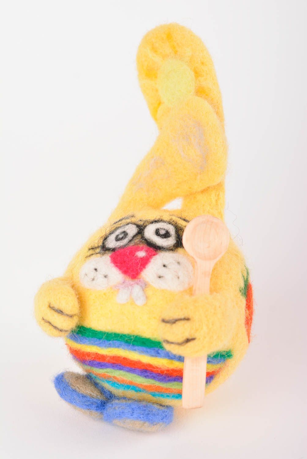 Игрушка ручной работы валяная игрушка желтый зайчик интерьерная игрушка фото 1