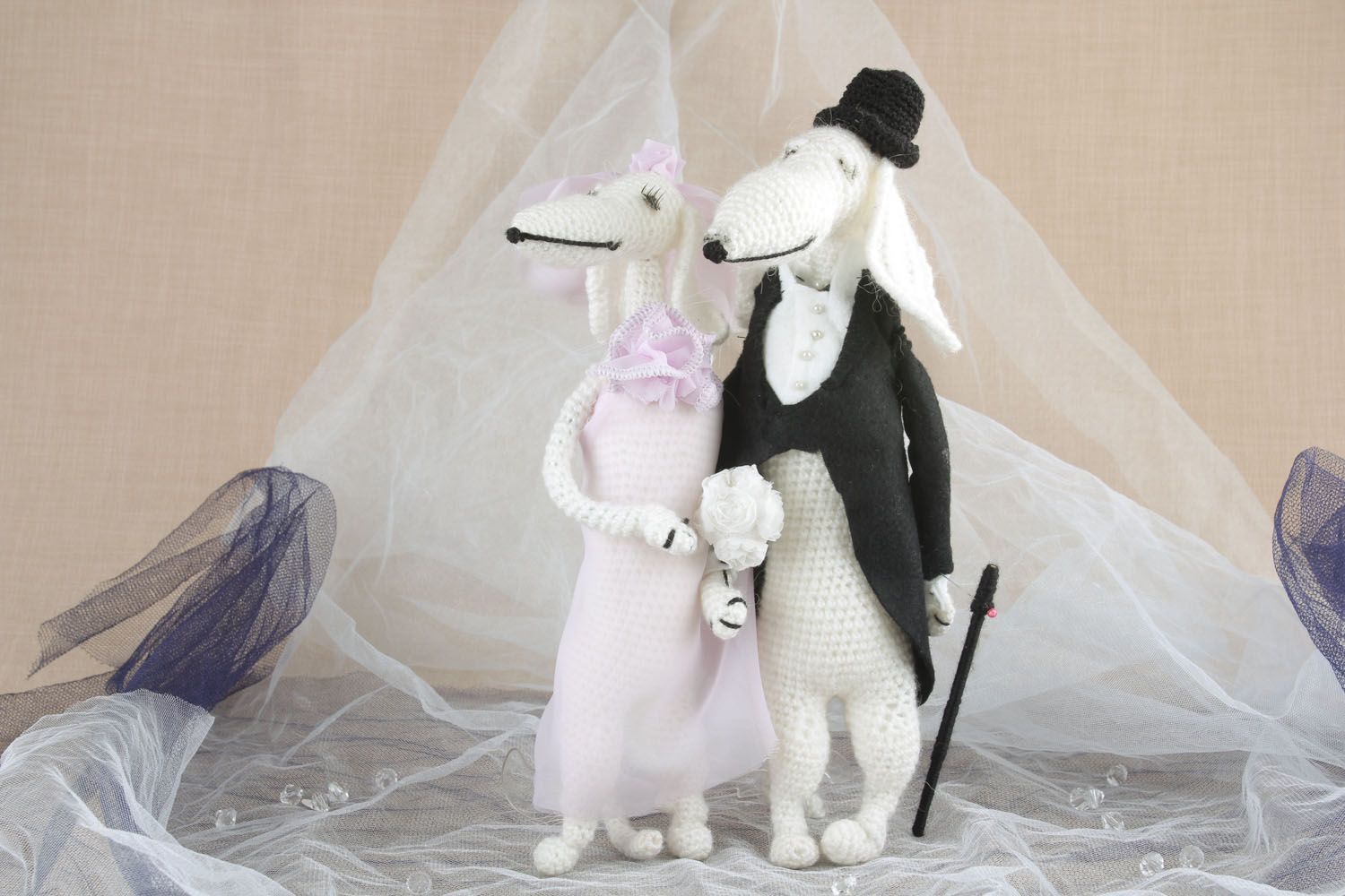 Jouet décoratif crocheté artisanal Couple marié photo 1