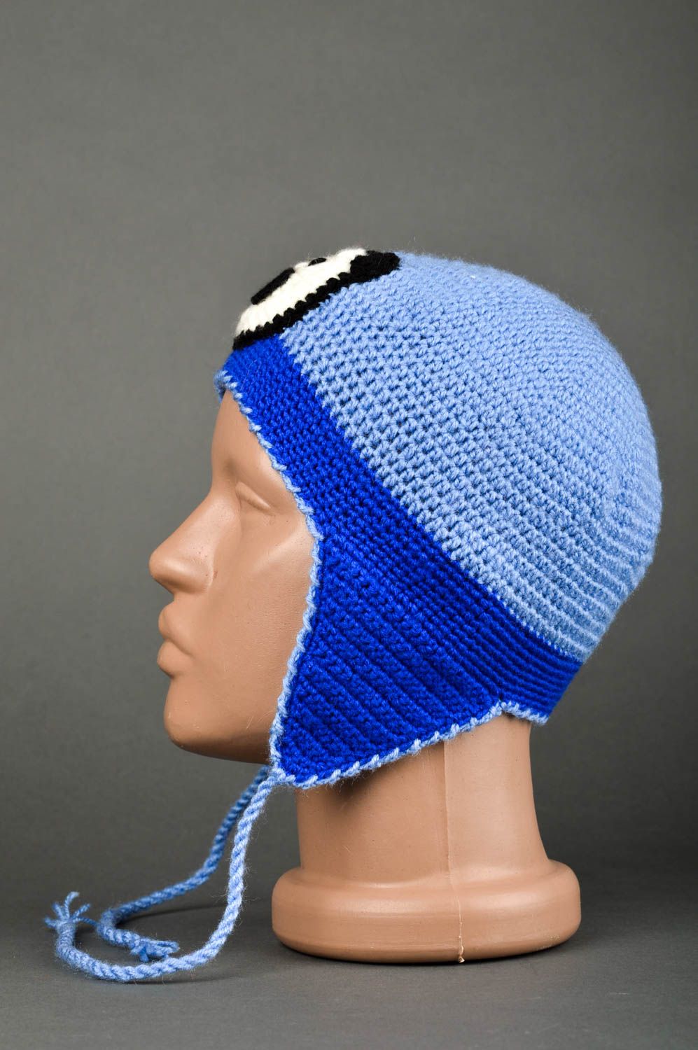 Gorro de invierno hecho a mano azul celeste accesorio de moda regalo original foto 3