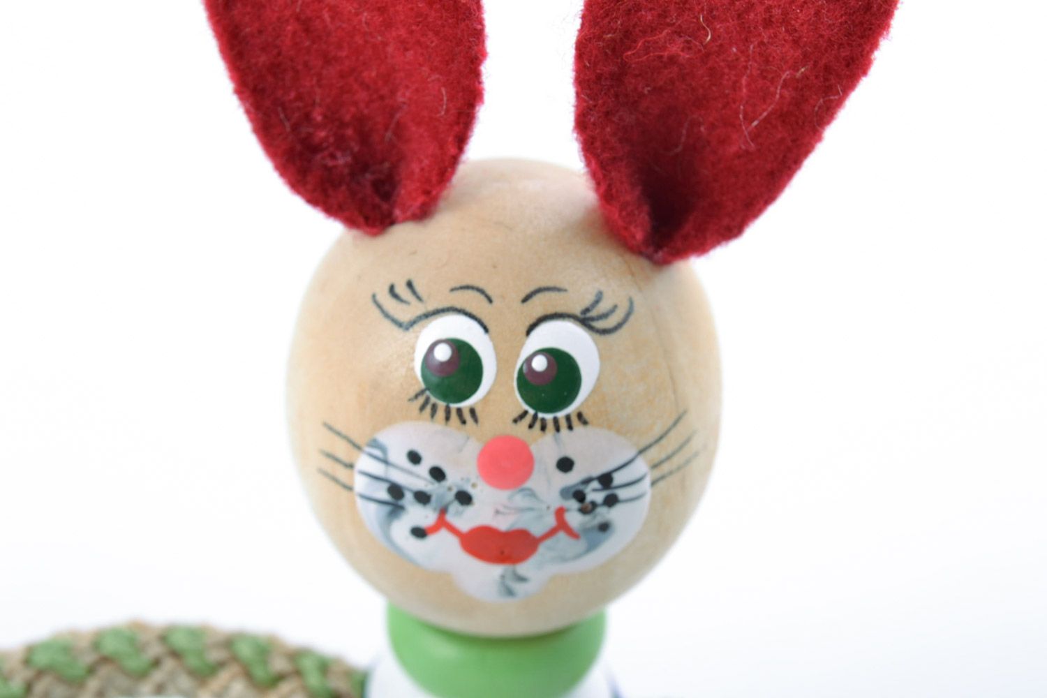 Small funny handmade painted wooden eco toy hare for gift photo 3