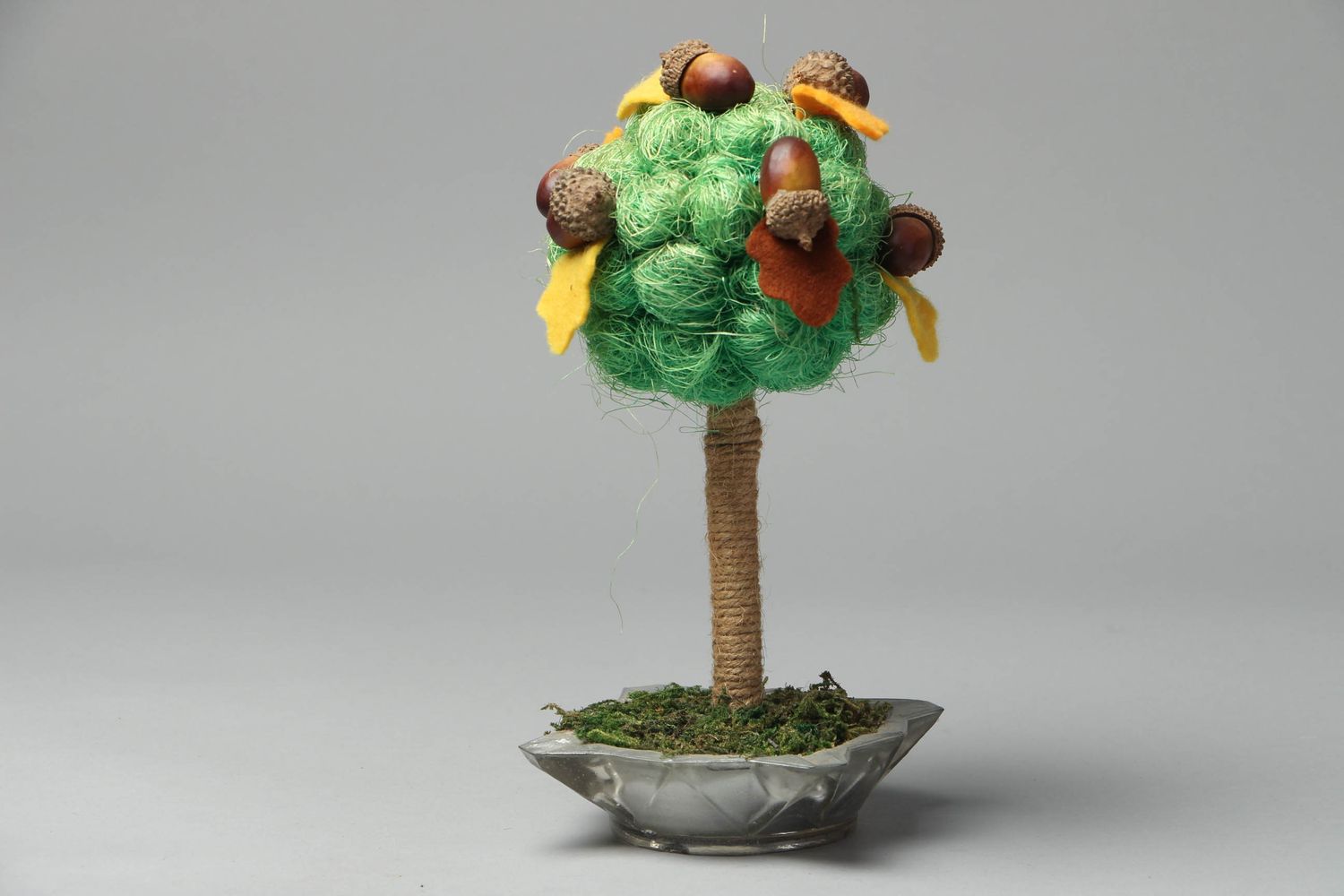 Topiario albero decorativo fatto a mano di sisal alberello della felicità foto 1