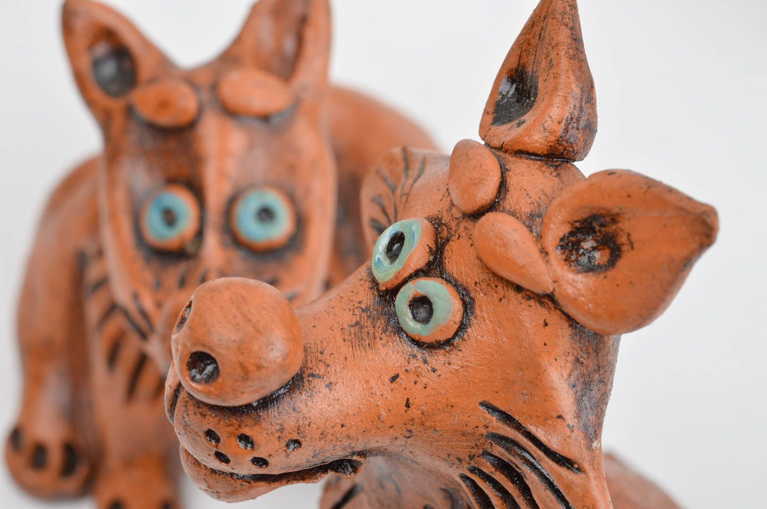 Handmade Keramik Figur Wohnzimmer Deko Figuren aus Ton Set von 4 Stück Tiere foto 5
