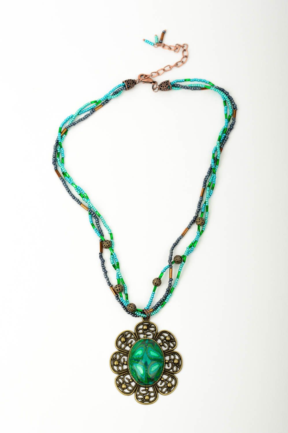 Halskette mit Anhänger Halskette für Frauen Schmuck handgemacht aus Polymerton foto 1
