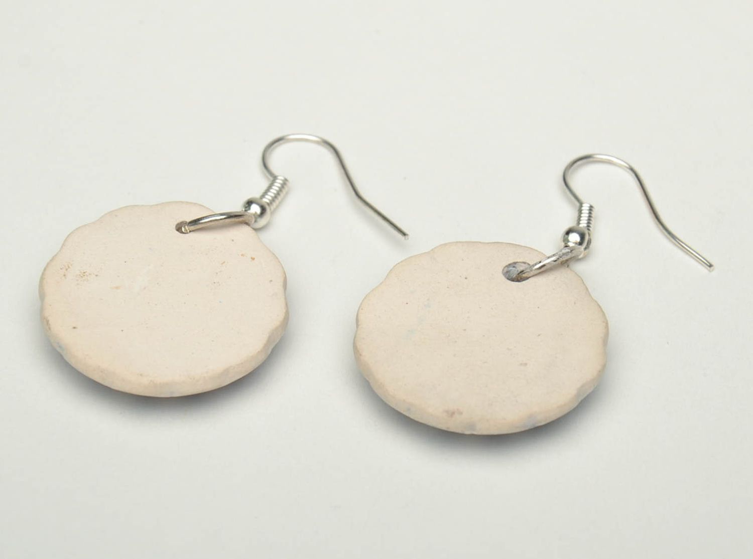 Handmade clay earrings with enamel painting photo 4