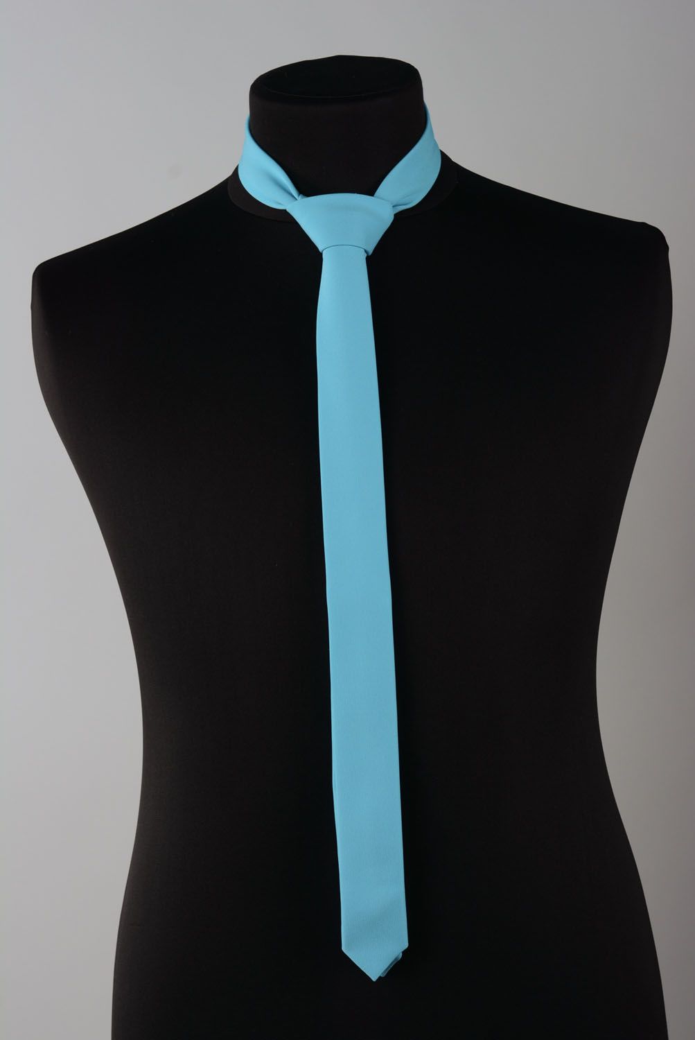 Cravate fine bleu clair faite main  photo 4