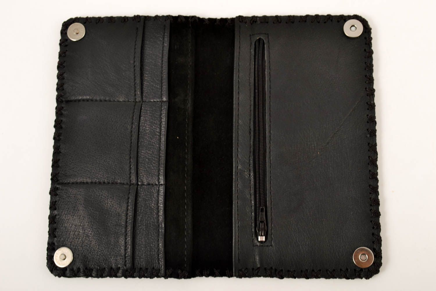 Кошелек ручной работы кожаный кошелек портмоне темное кожаный аксессуар фото 3