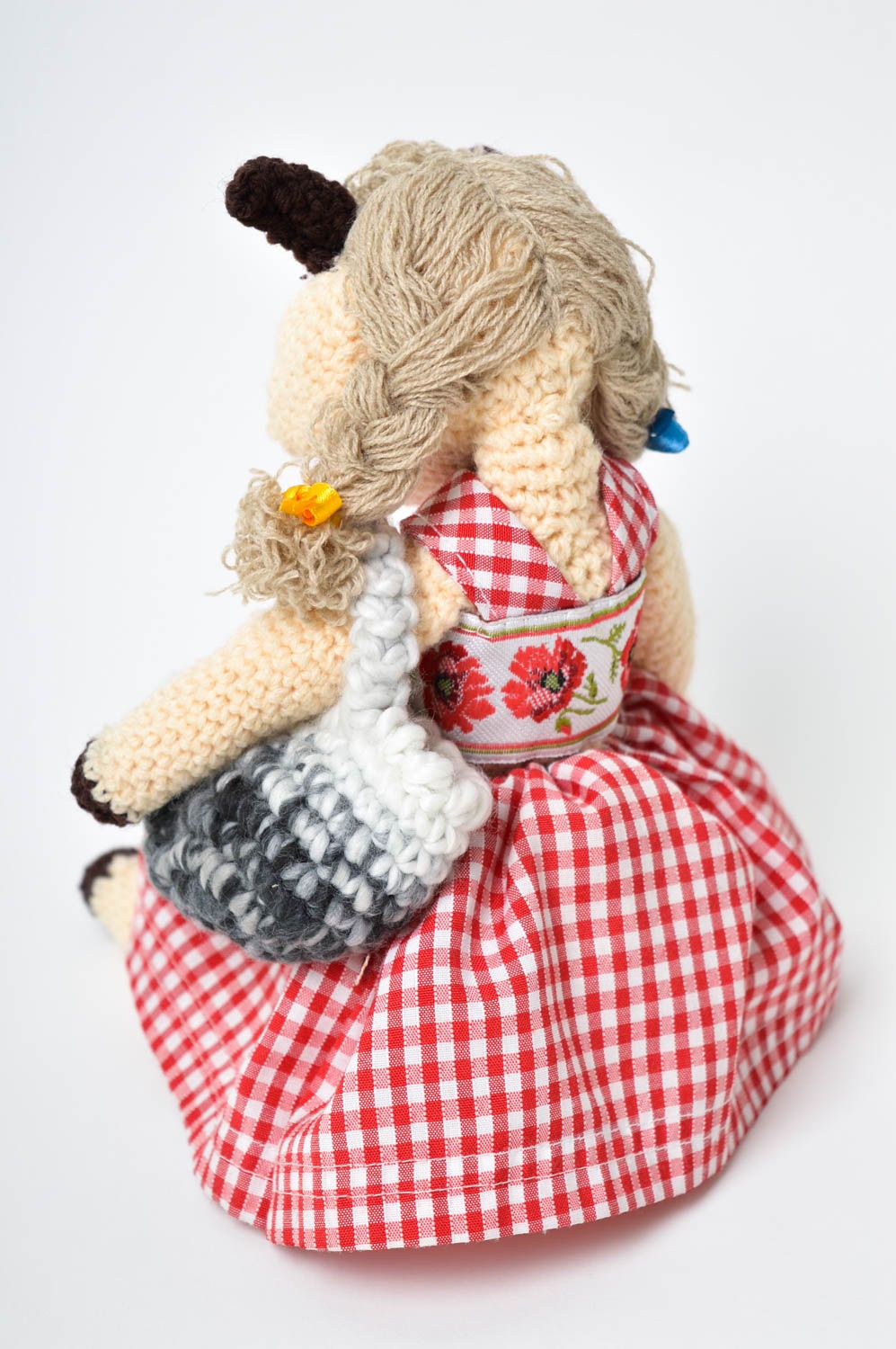 Peluche chèvre fait main Jouet pour enfant tricoté design Cadeau enfant coton photo 4