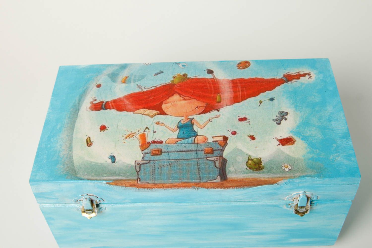 Portagioielli di legno fatto a mano scrignetto per gioielli in stile decoupage
 foto 4