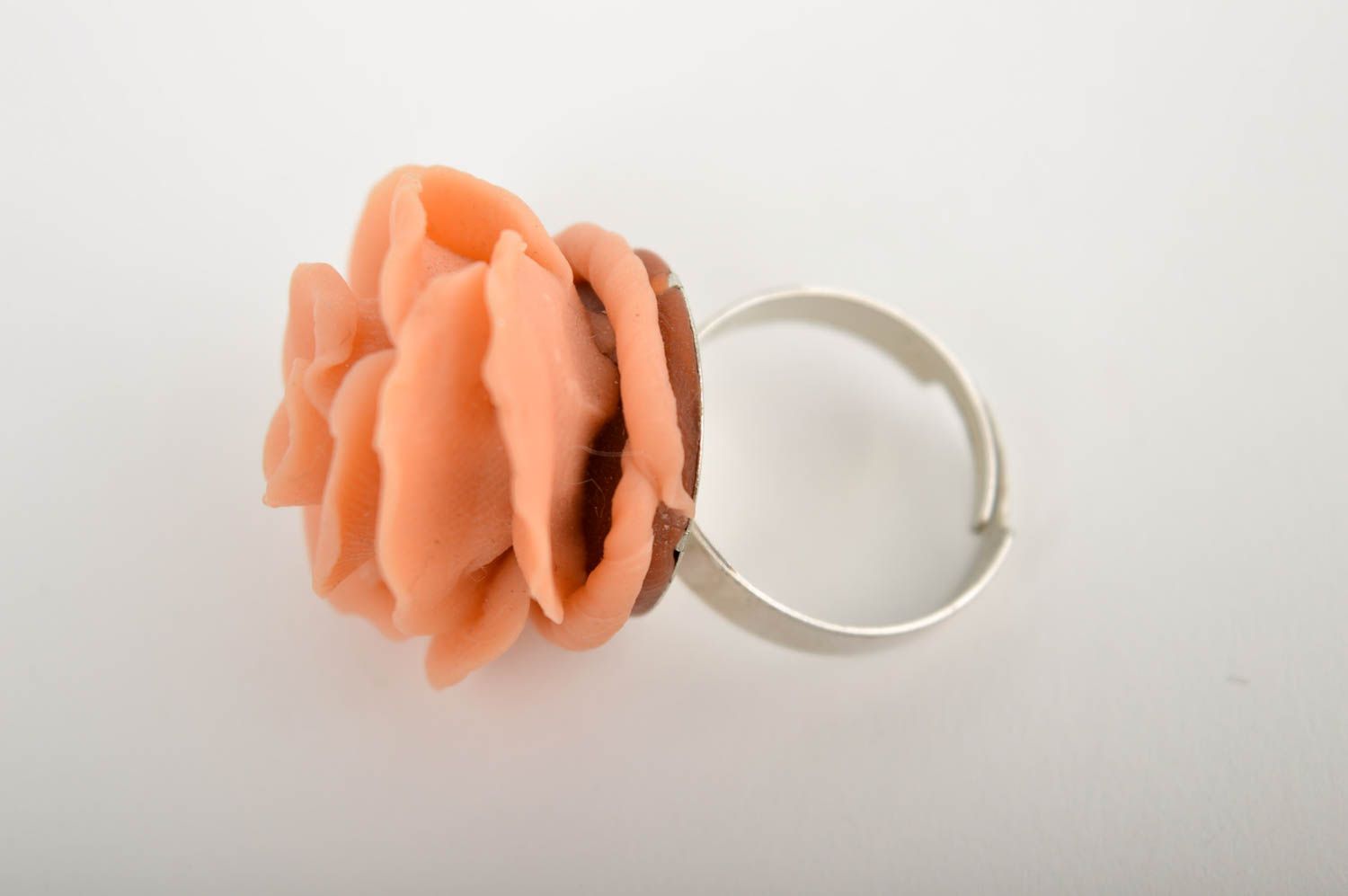 Кольцо ручной работы украшение из полимерной глины украшение кольцо роза фото 4