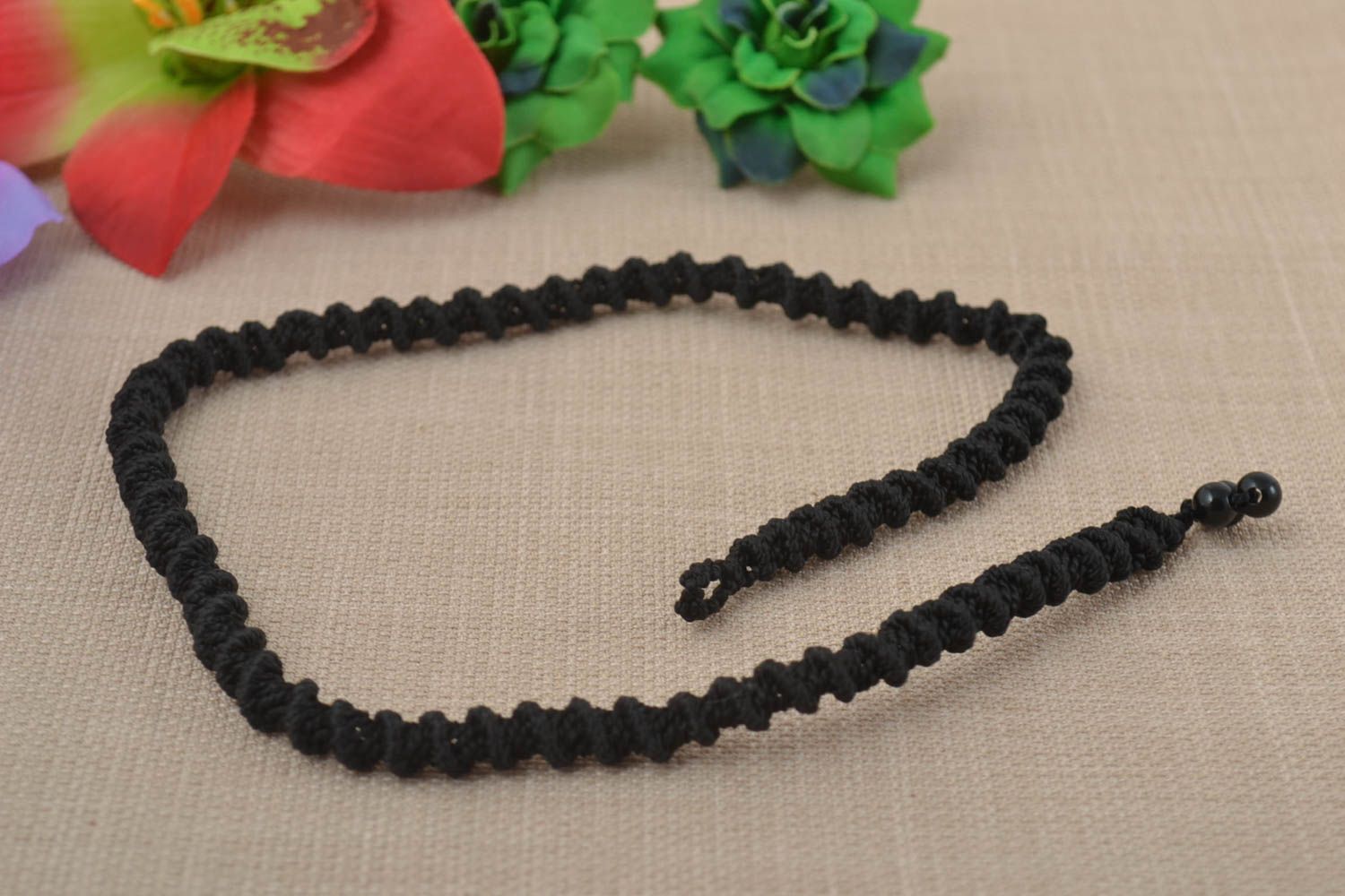 Handmade Damen Collier schwarz Modeschmuck Halskette Accessoire für Frauen foto 1