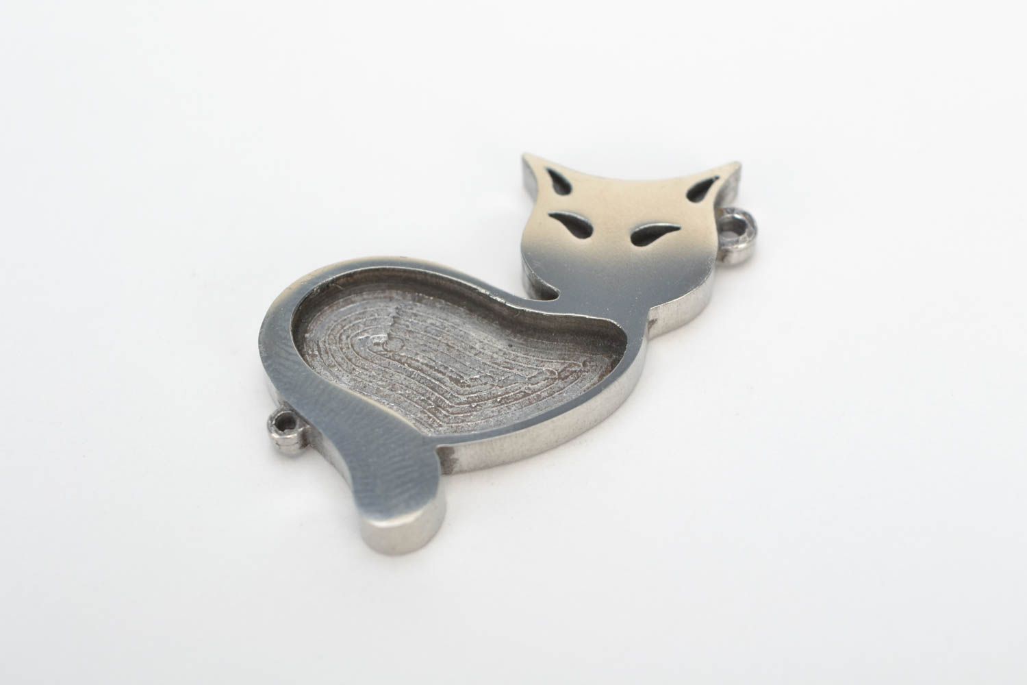 Support pour pendentif métallique chat fait main de créateur ébauche pour bijou photo 4