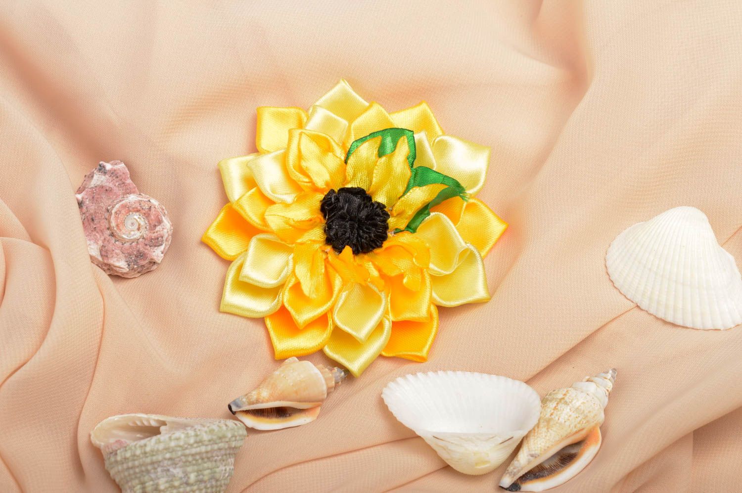 Handmade Kinder Haarspange Accessoire für Haare Haar Schmuck mit Blume gelb foto 1