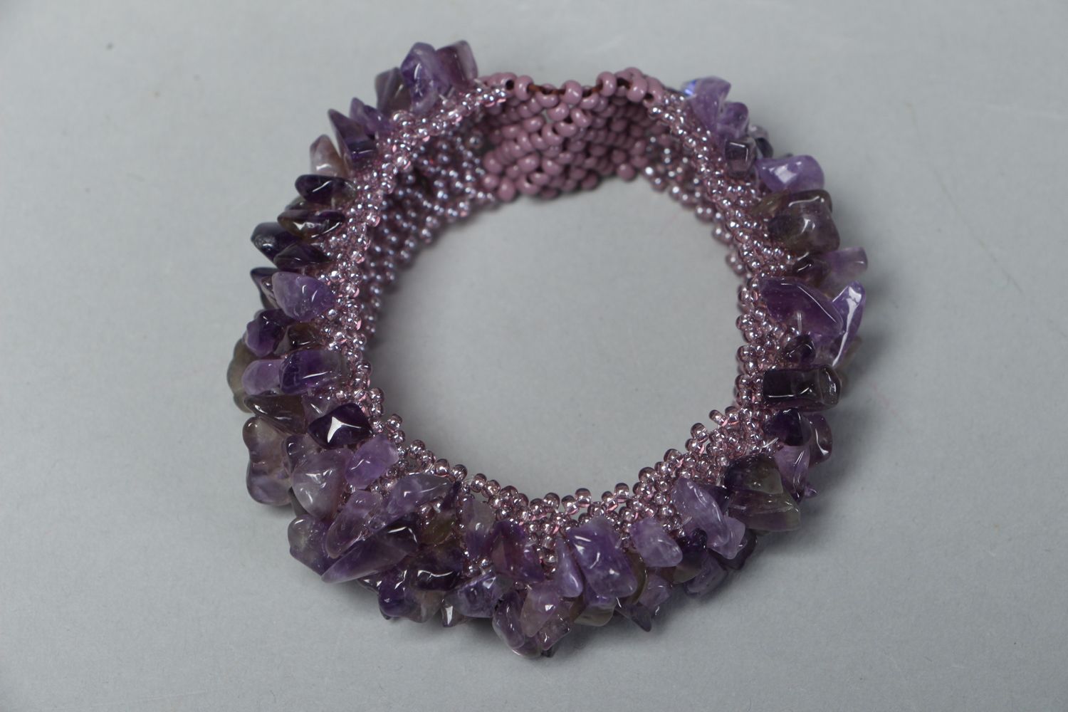 Amethyst purple stone beads all-size bracelet for women photo 2