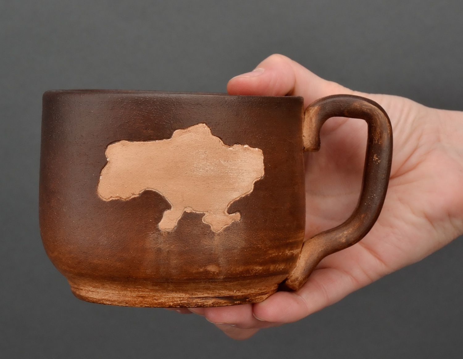 8 oz clay coffee cup with the shape of Your country. Personalized coffee mug.  photo 2