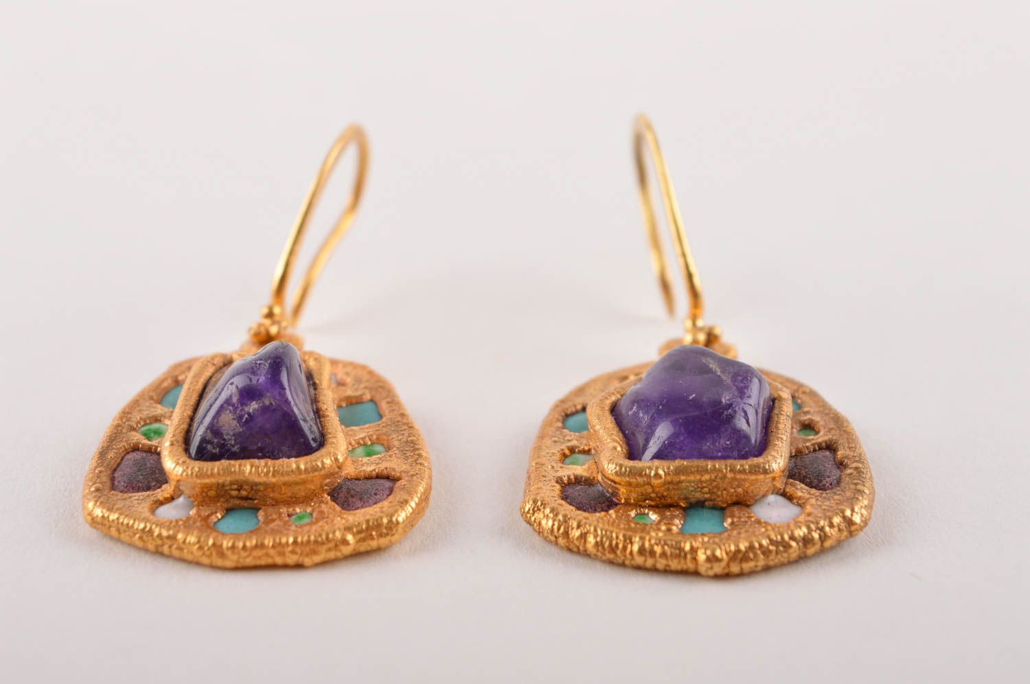 Beautiful handmade gemstone earrings copper earrings metal jewelry designs photo 4