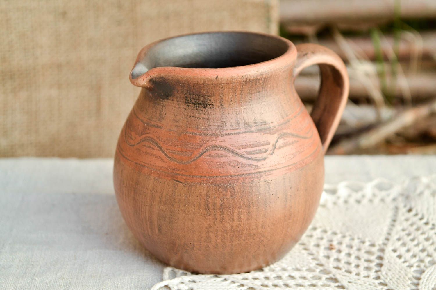 Coffee 10 oz ceramic glazed pitcher with handle 3,5, 0,56 lb photo 1