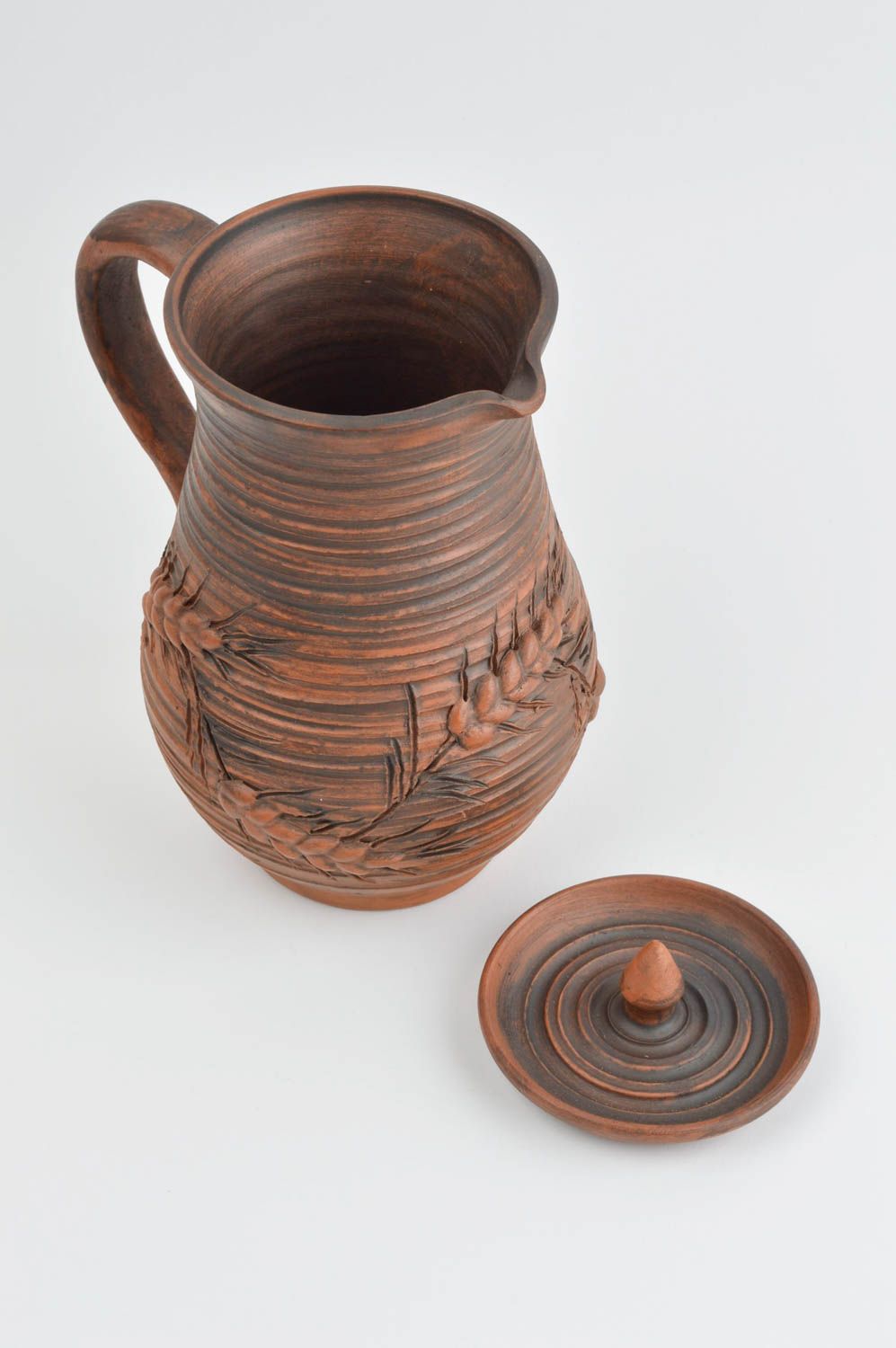 Öko Geschirr Keramik Krug handmade schön Krug aus Ton Küchen Deko 1.3 L Ethno foto 2