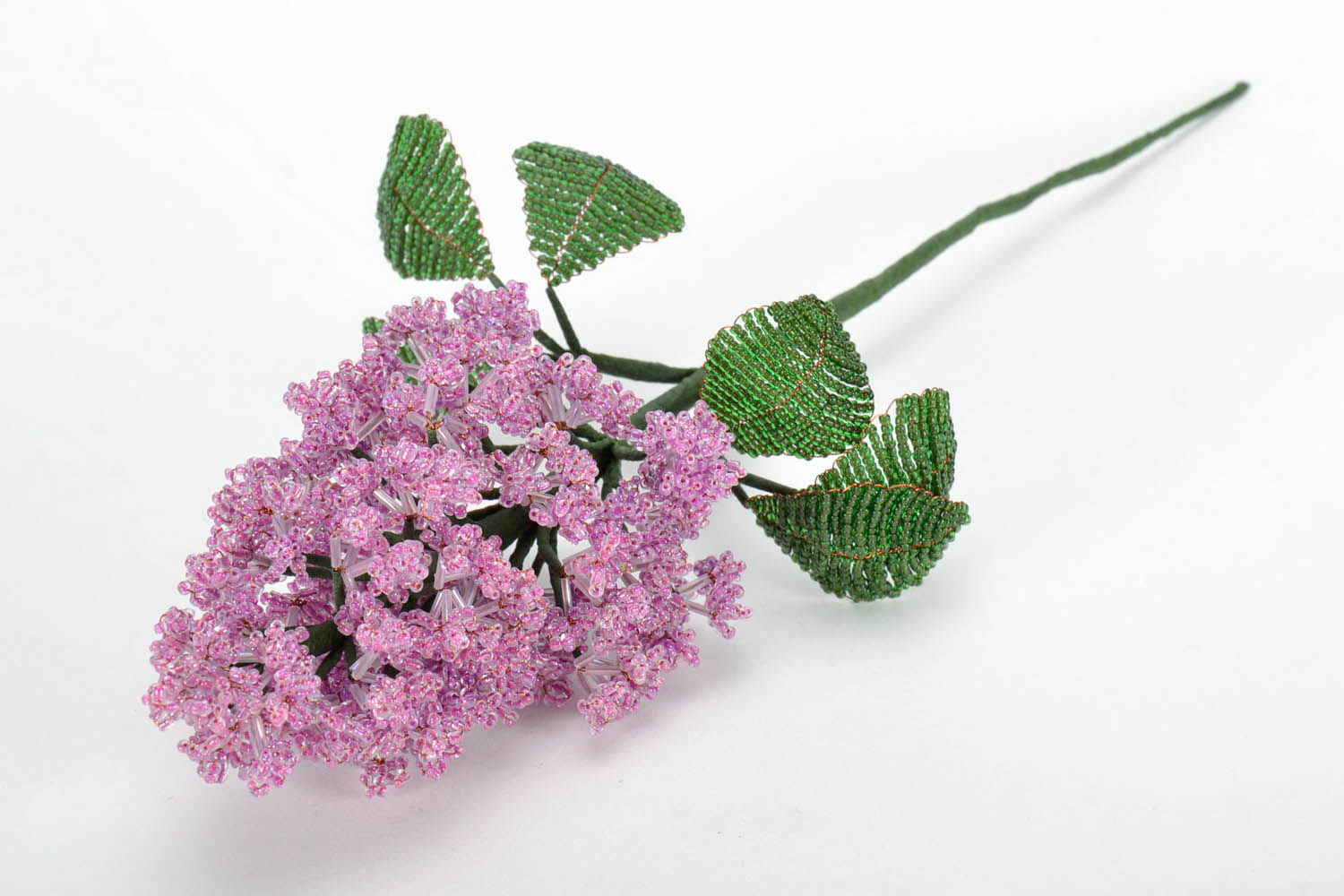 Decorative Lilac Branch Made of Beads photo 2