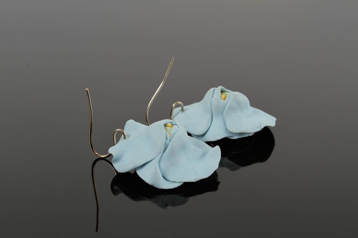 Schmuck Ohrringe handmade Polymer Schmuck Accessoire für Frauen blaue Blumen foto 4