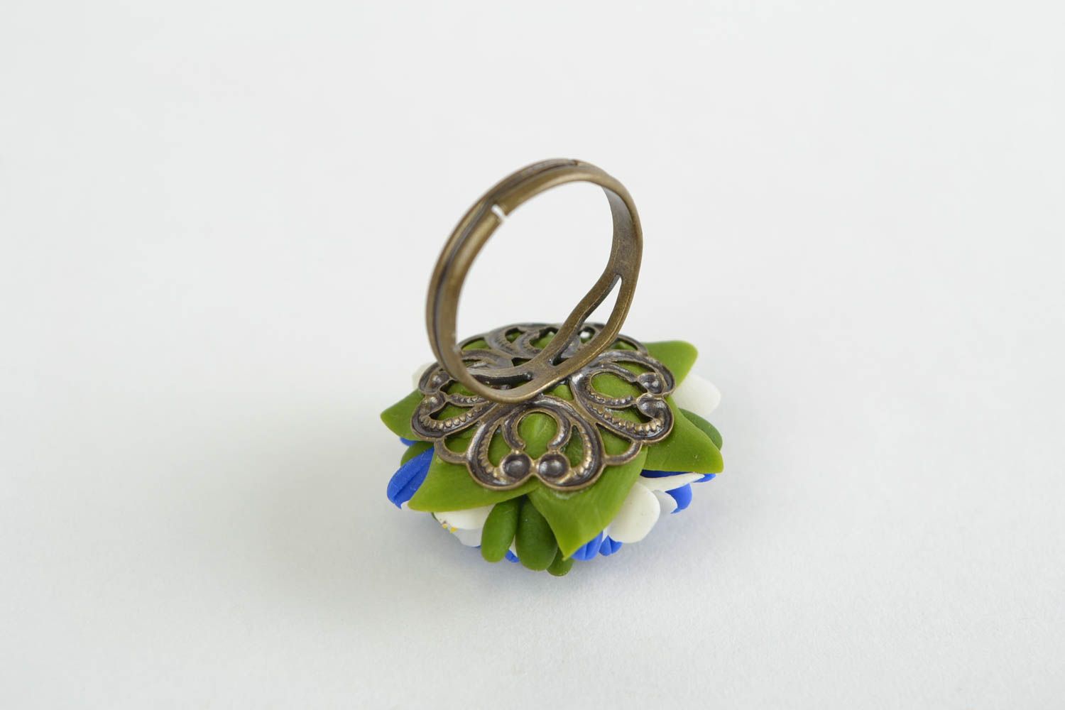 Stilvoller Blumen Ring aus Porzellan bunt handmade ungewöhnlich für Frauen  foto 5