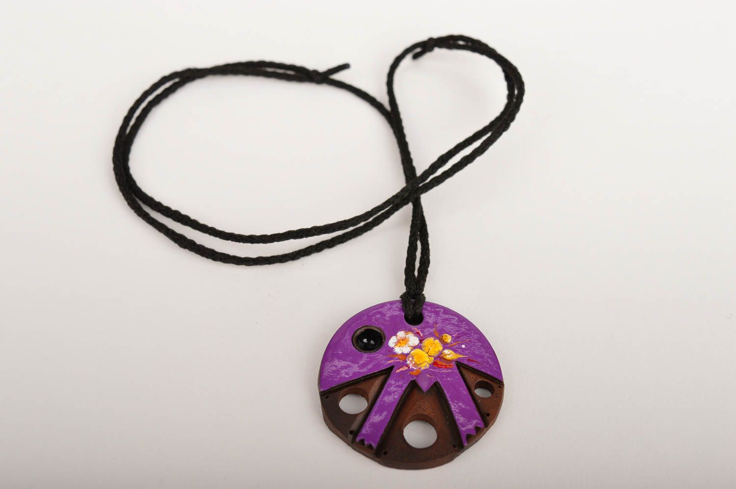 Handmade pendant unusual pendant clay jewelry designer accessory gift ideas photo 2