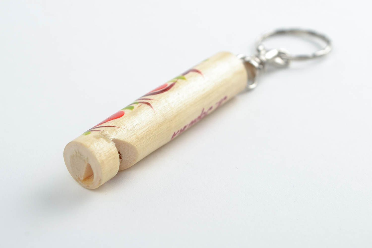 Брелок из дерева в виде дудочки с росписью сувенир на подарок ручная работа фото 5