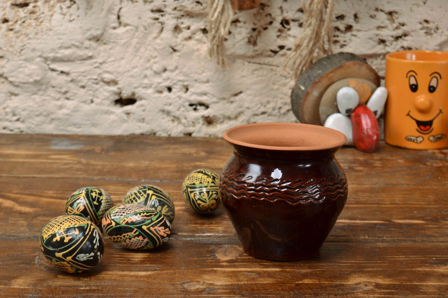 Handmade designer glazed clay pot for spices 200 ml photo 1