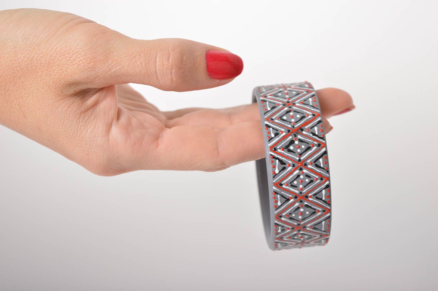 Handmade Holz Armband handgemachter Schmuck Damen Armband grell gemustert schön foto 5