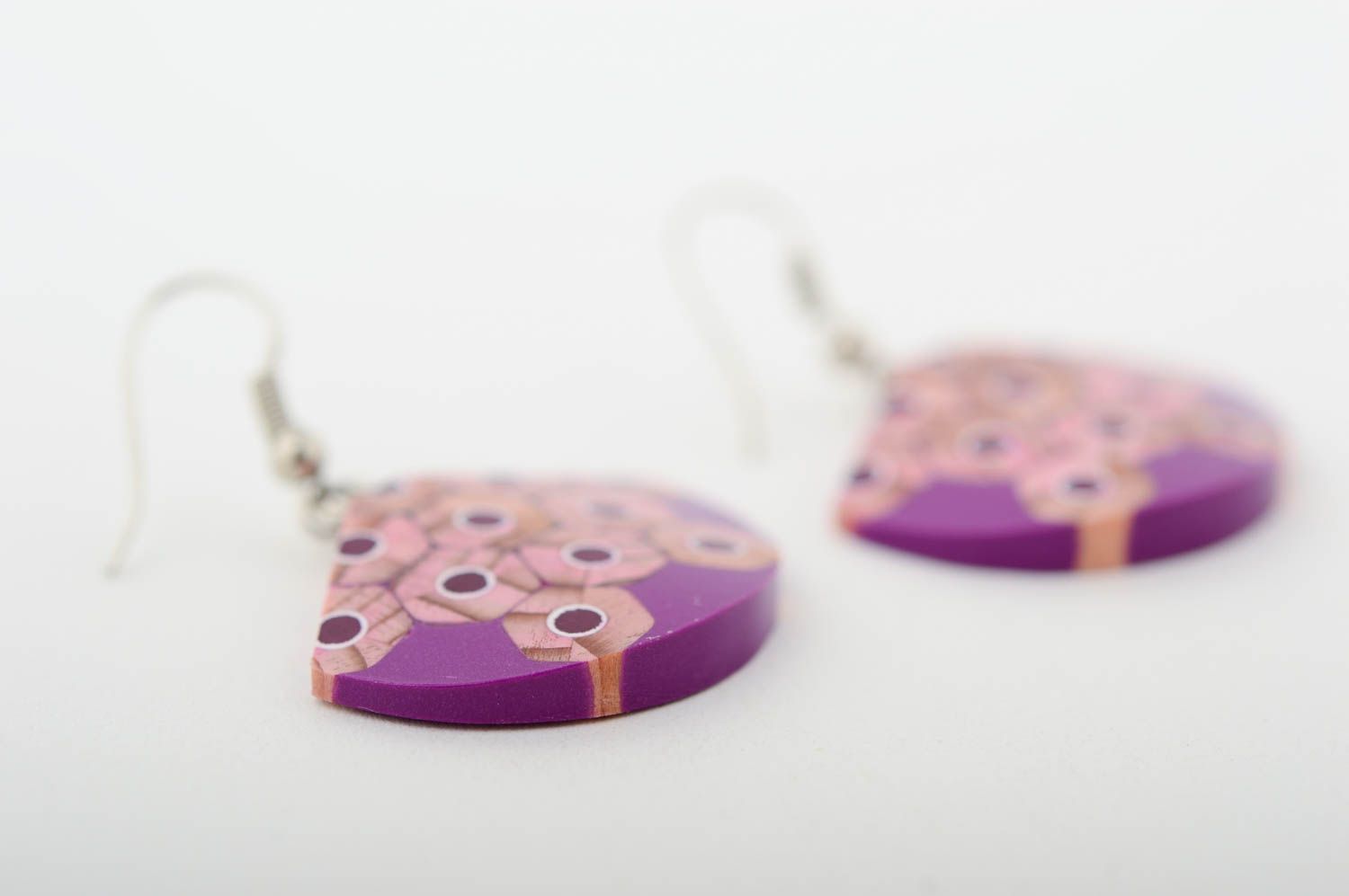 Boucles d'oreilles fait main Bijou fantaisie violettes design Accessoire femme photo 4