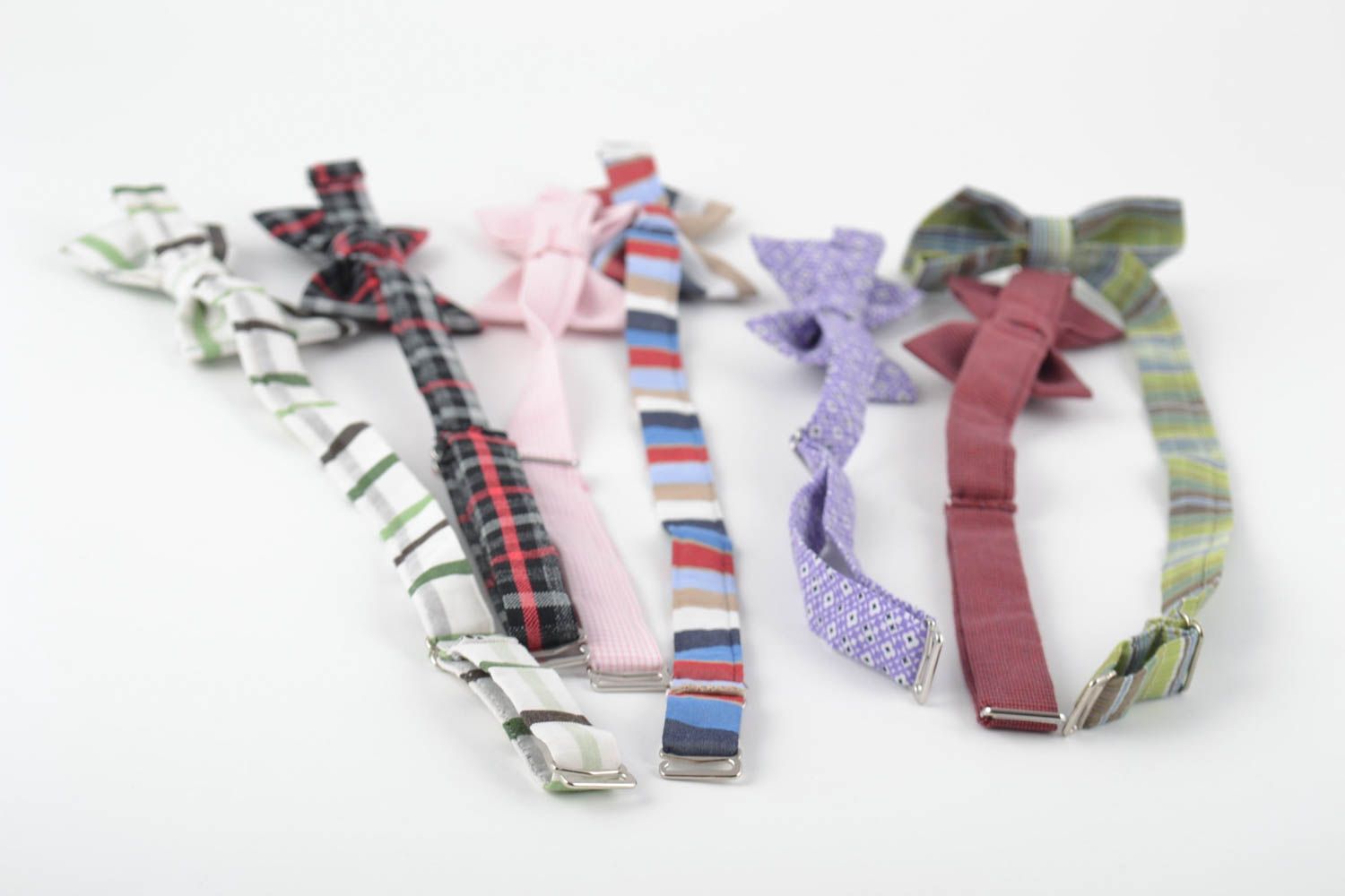 Текстильные галстуки-бабочки хенд мейд набор из 7-ми штук с ремешком 430 мм фото 4