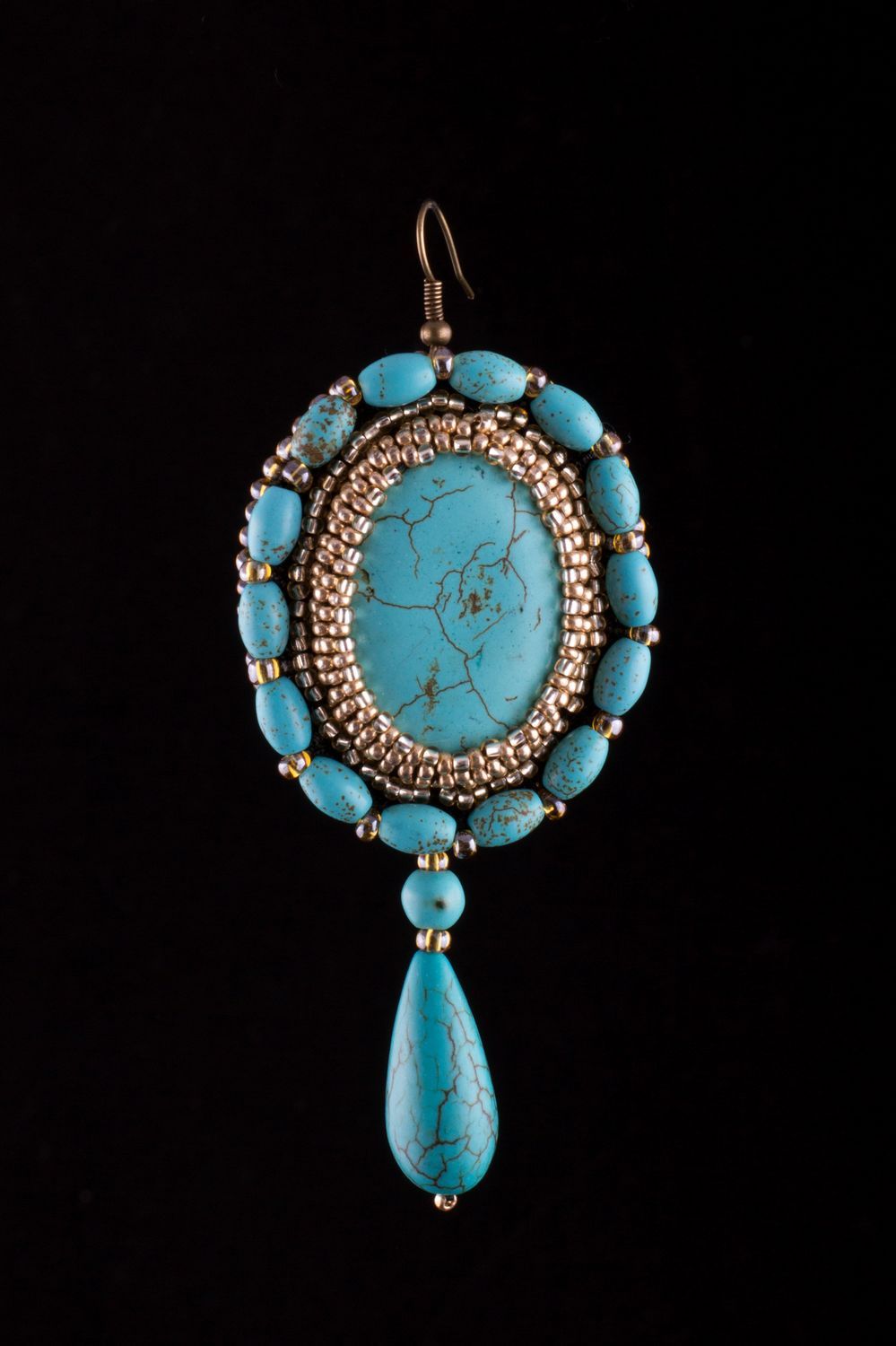 Handmade earrings natural stones earrings turquoise accessory for women photo 2