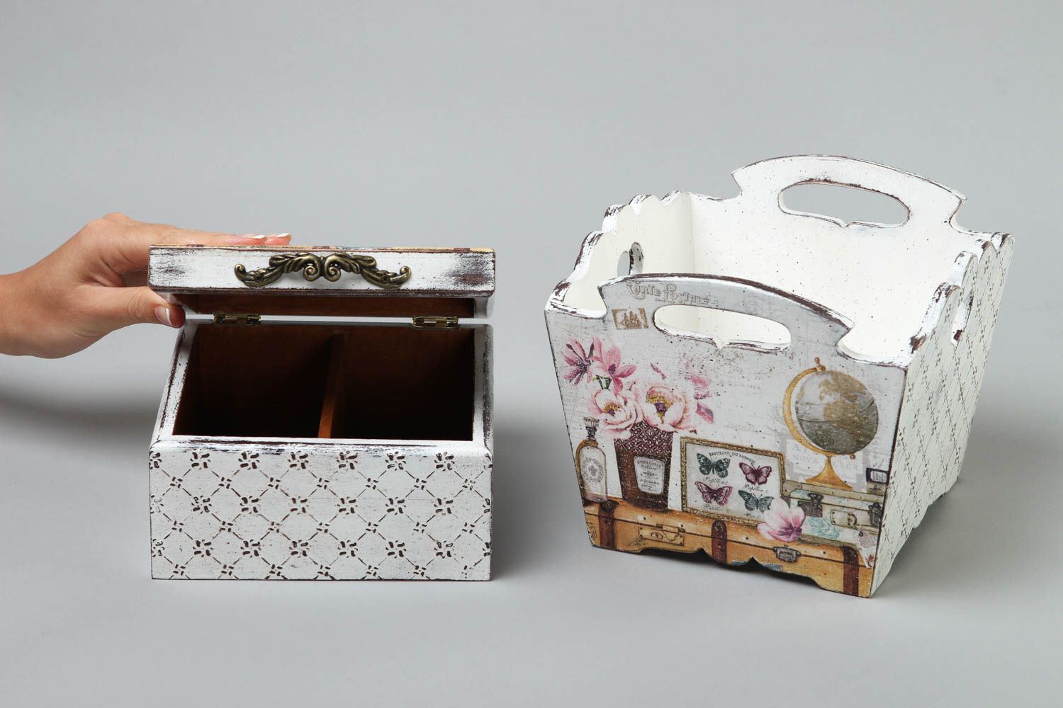 Decoupage jewelry box wooden tea box handmade box for tea home organizer photo 5